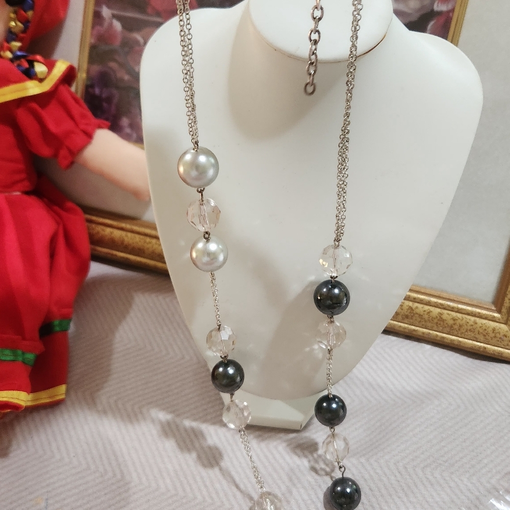 Long Beaded Statement Neckla E - image 2